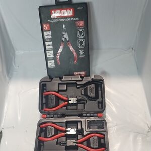 ICON Red Snap Ring Pliers with Black Case 3 Piece Set And Box
